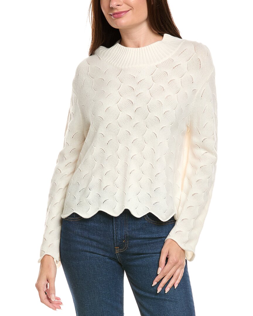 Kier + J Fancy Stitch Mock Neck Wool & Cashmere-blend Sweater In Multi