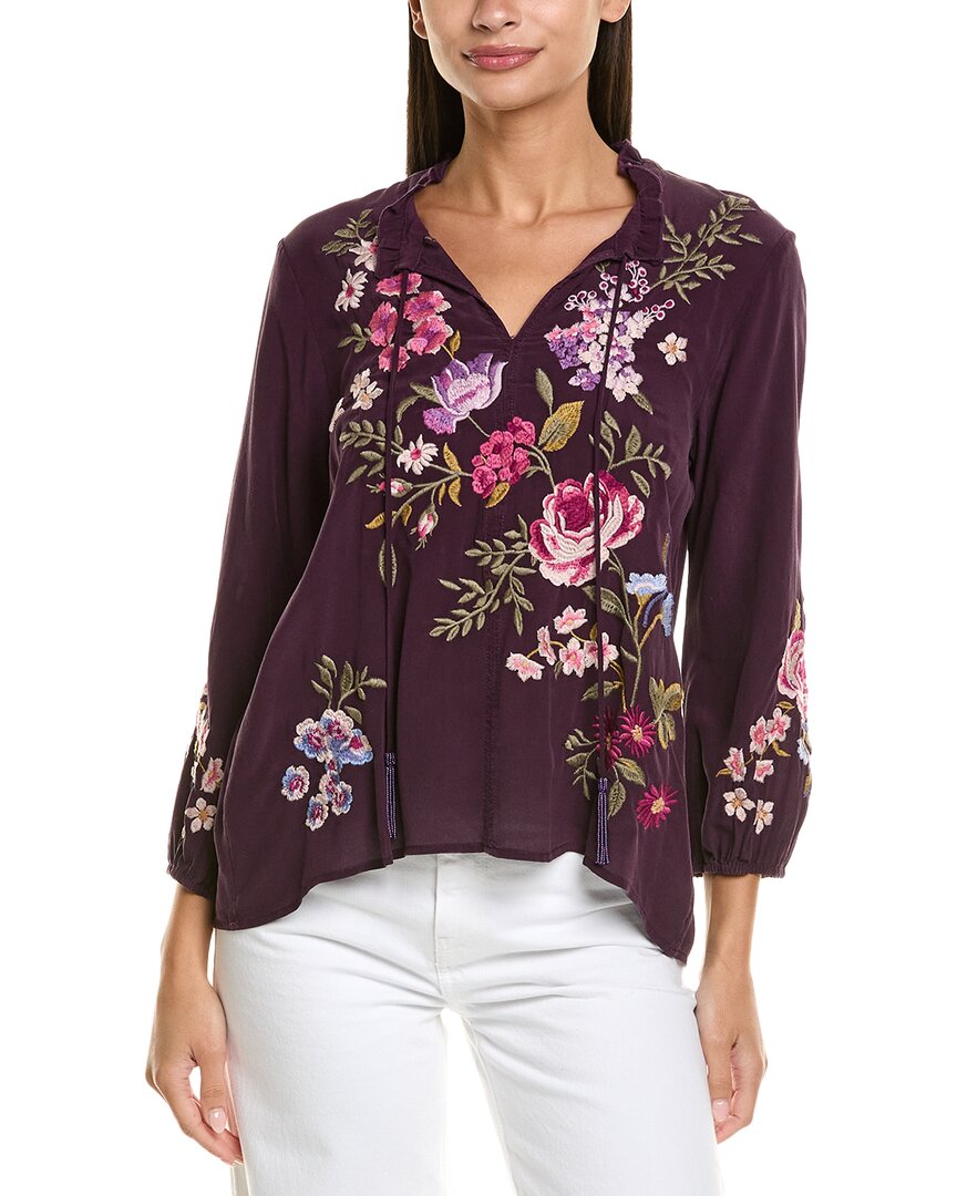 Johnny Was Field Silk Blouse In Purple