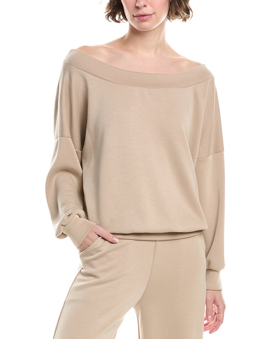 Ariella Off-the-shoulder Scuba Sweatshirt In Brown