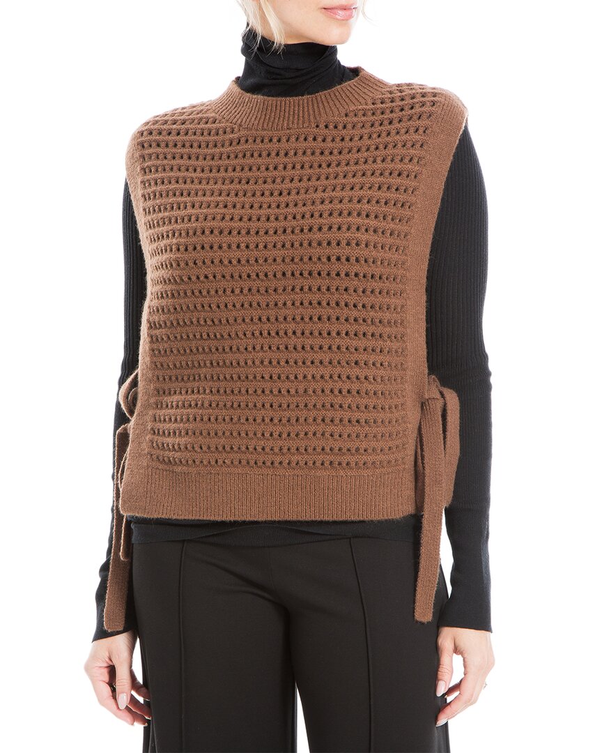 Max Studio Open Stitch Sweater Vest In Brown