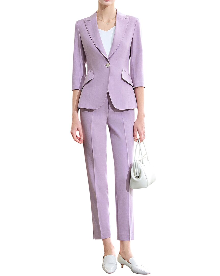 Bossy Chic Blazer & Pant Set In Purple