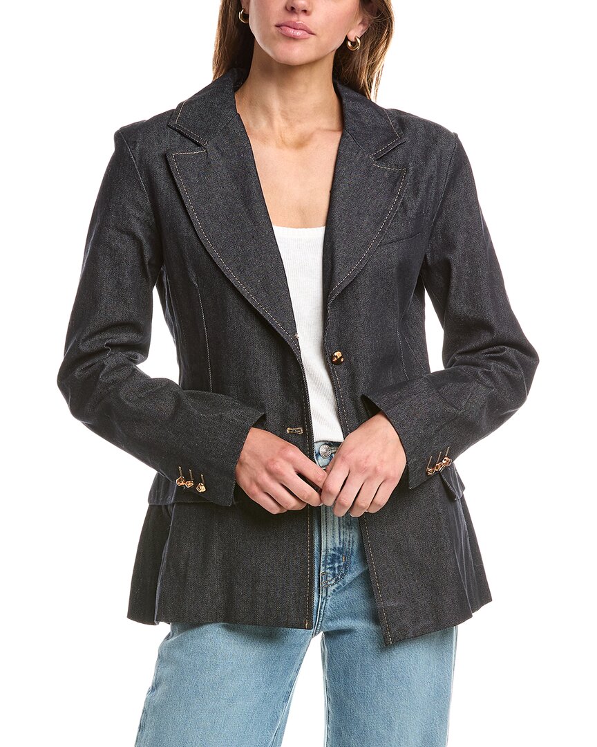 Reveriee Denim Blazer In Gray