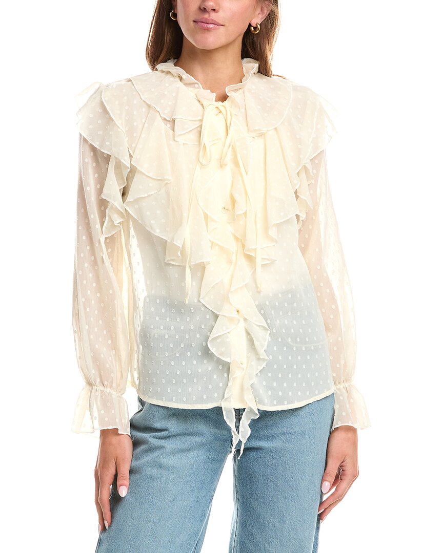 Reveriee Clip Dot Ruffle Blouse In Yellow