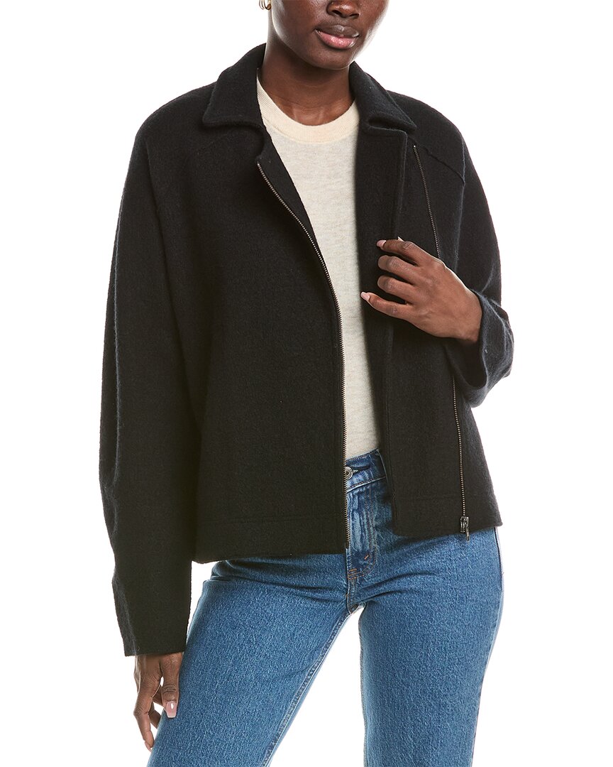 Eileen Fisher Wool Moto Jacket In Black