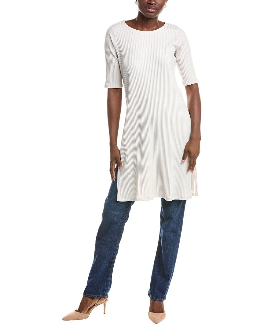 Eileen Fisher High Slit Long Top In White