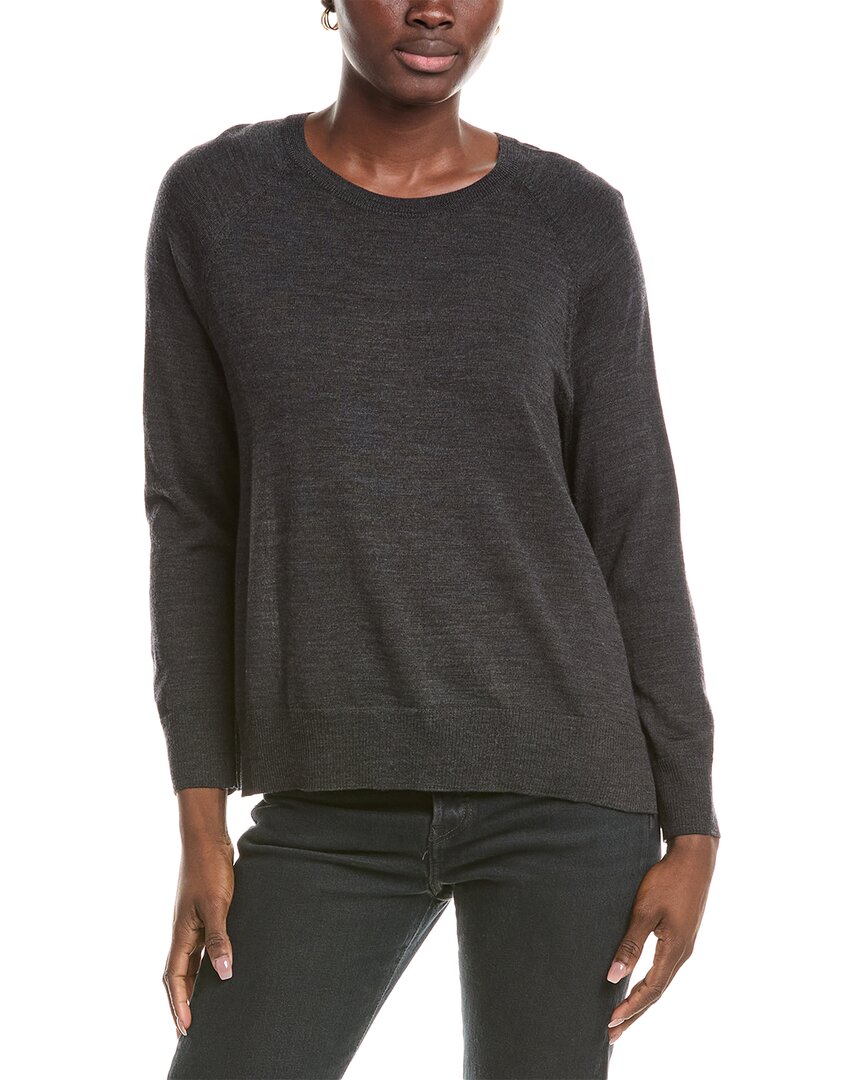 Eileen Fisher Raglan Sleeve Wool Pullover In Gray