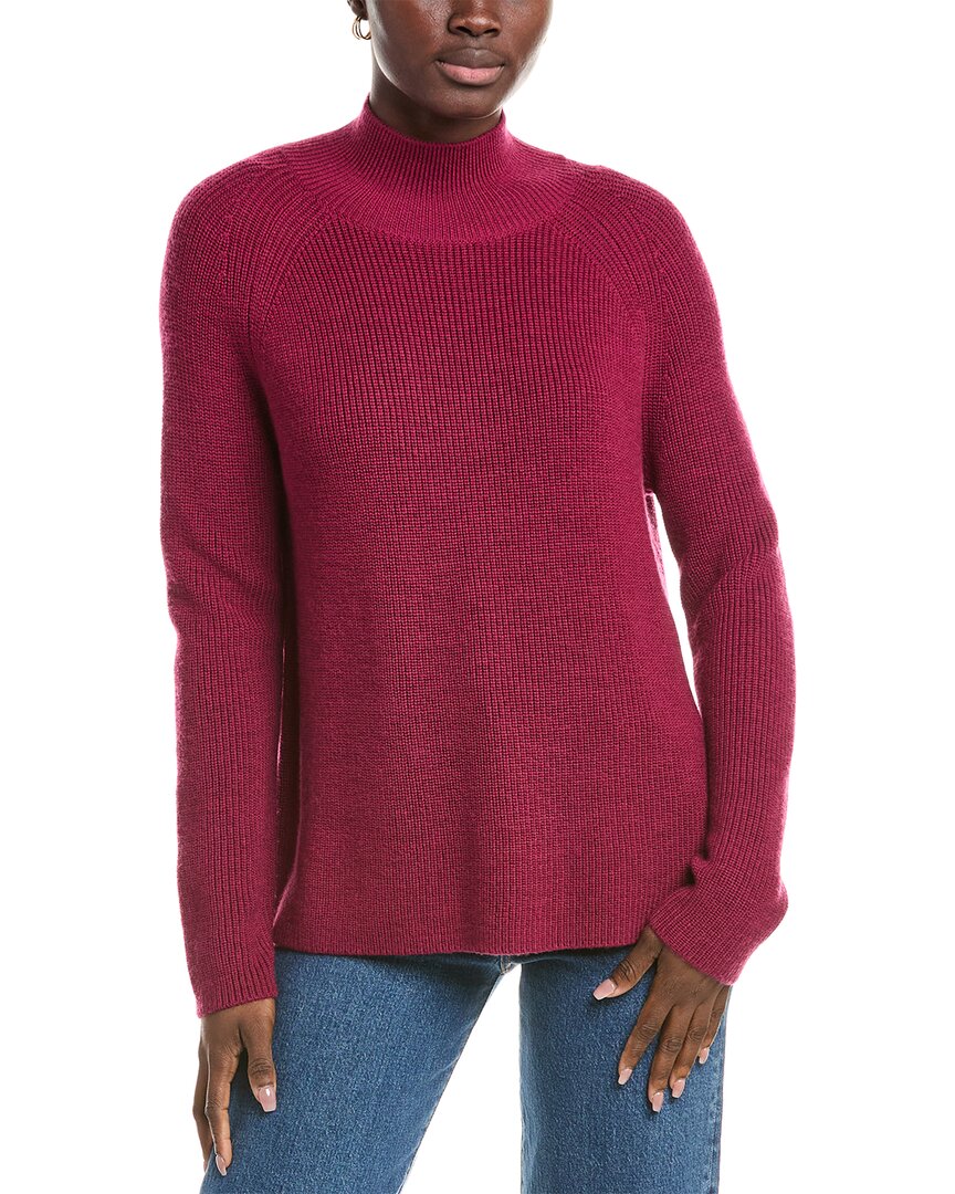 Eileen Fisher Turtleneck Wool Sweater In Burgundy