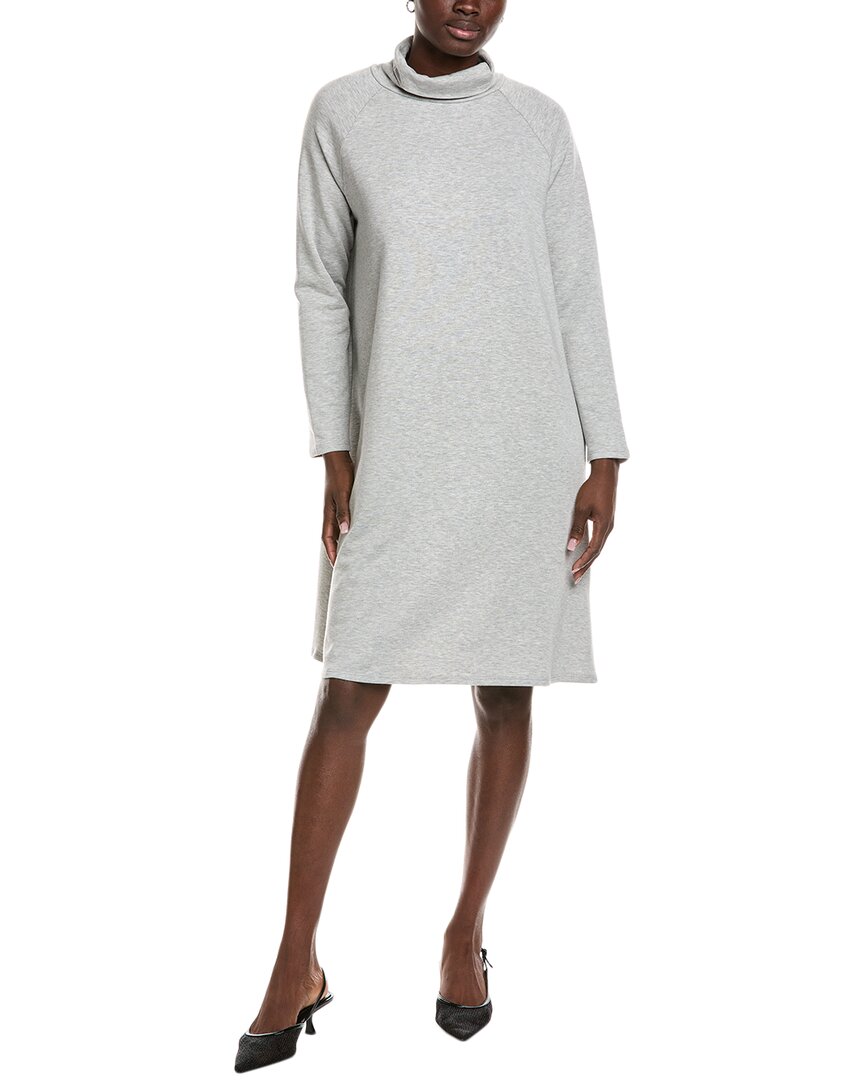 Eileen Fisher Round Neck Shift Dress In Gray