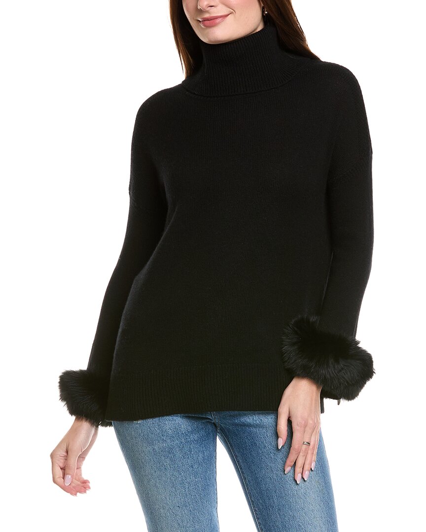 Hannah Rose Turtleneck Wool & Cashmere-blend Sweater In Black
