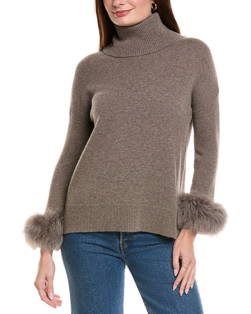 Hannah Rose Turtleneck Wool & Cashmere-blend Sweater In Brown