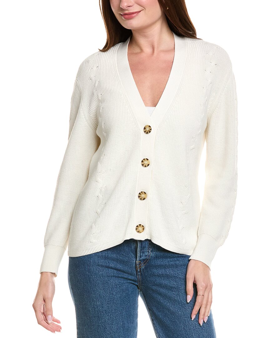Hannah Rose Shaker Button Cashmere-blend Cardigan In White