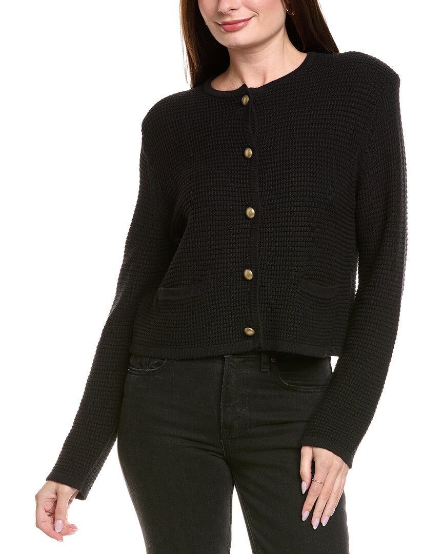 Hannah Rose Textured Crop Cashmere-blend Jacket In Black