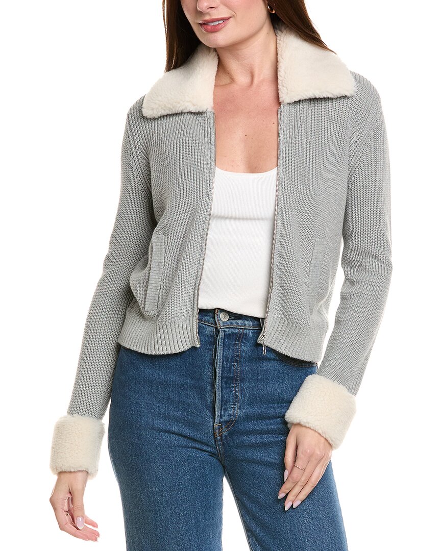 Hannah Rose Shaker Cashmere-blend Jacket In Gray