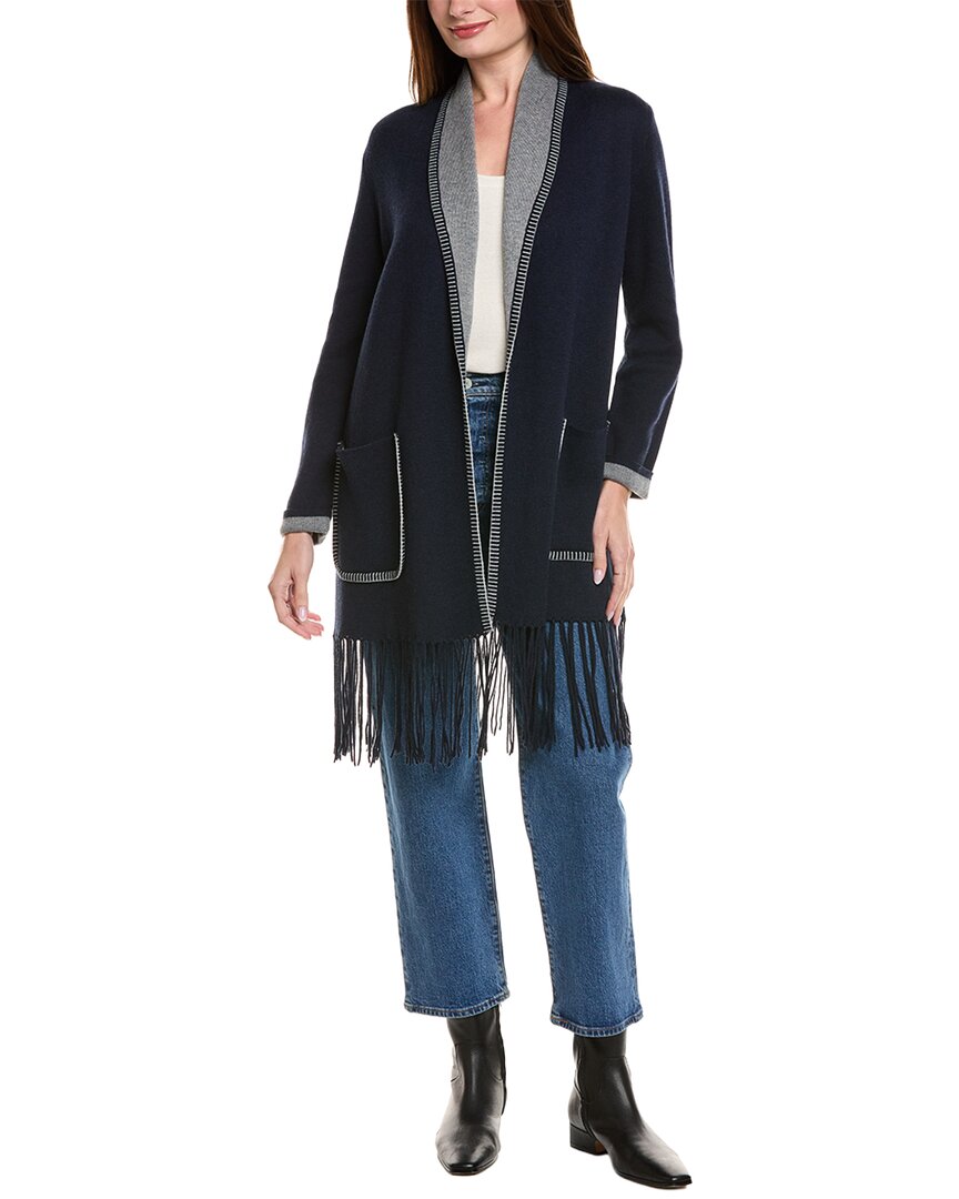 Hannah Rose Long Fringe Cashmere-blend Cardigan In Black