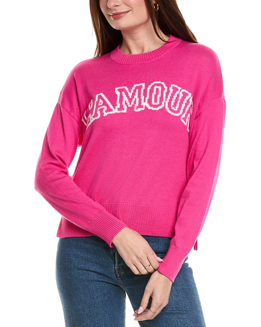 Hannah Rose L'amour Crewneck Cashmere-blend Sweater In Pink