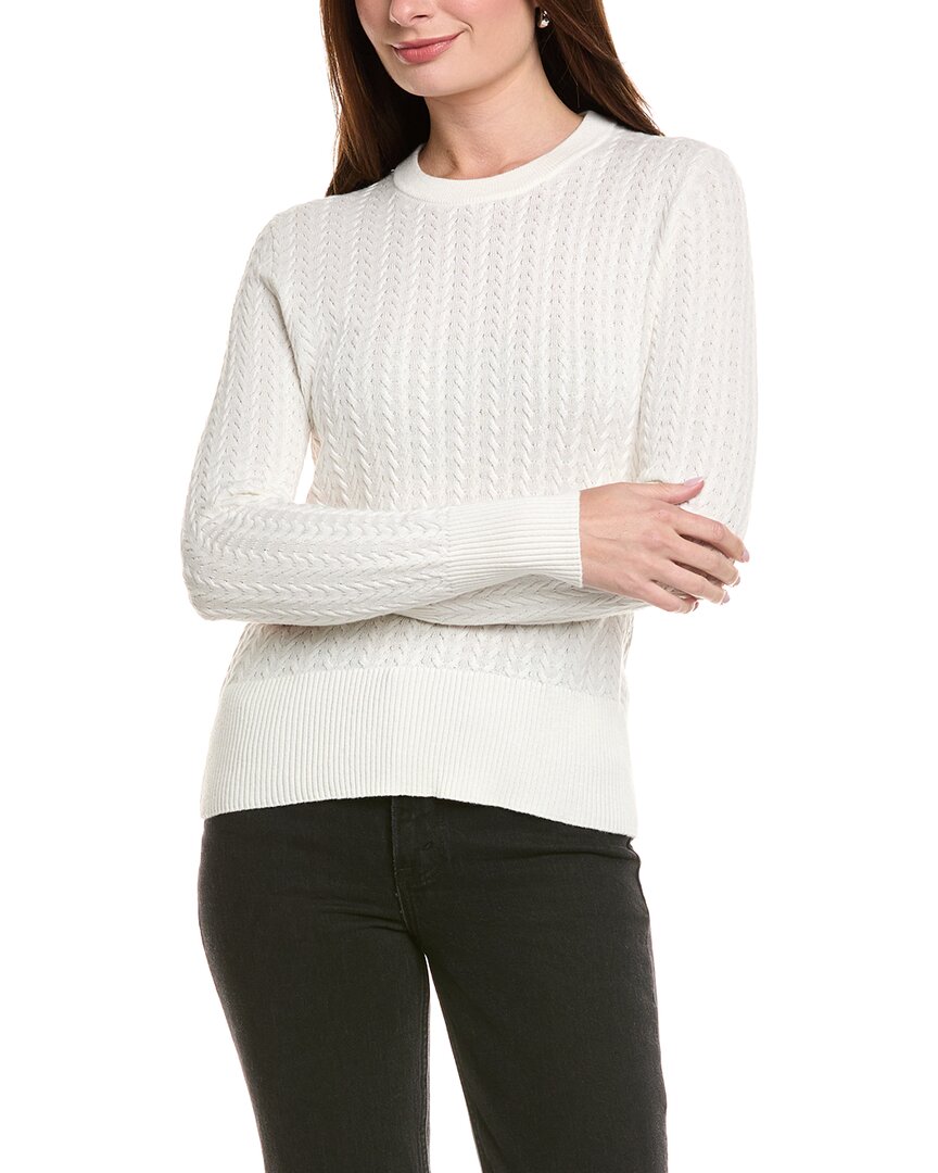 Hannah Rose Vertical Cable Cashmere-blend Pullover In White
