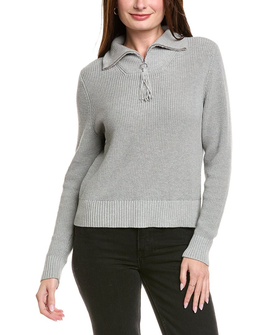 Hannah Rose Shaker Sailor Neck Cashmere-blend Pullover In Gray