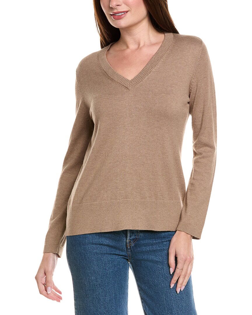 Hannah Rose Basic V-neck Pullover In Brown