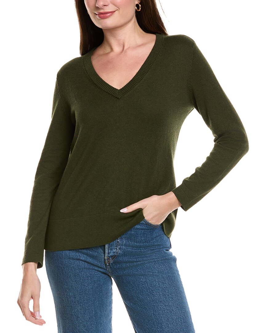 Hannah Rose Basic V-neck Pullover In Green