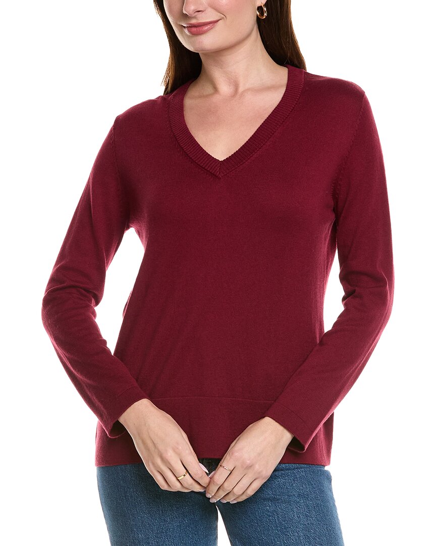 Hannah Rose Rib Crewneck Cashmere-blend Sweater In Burgundy