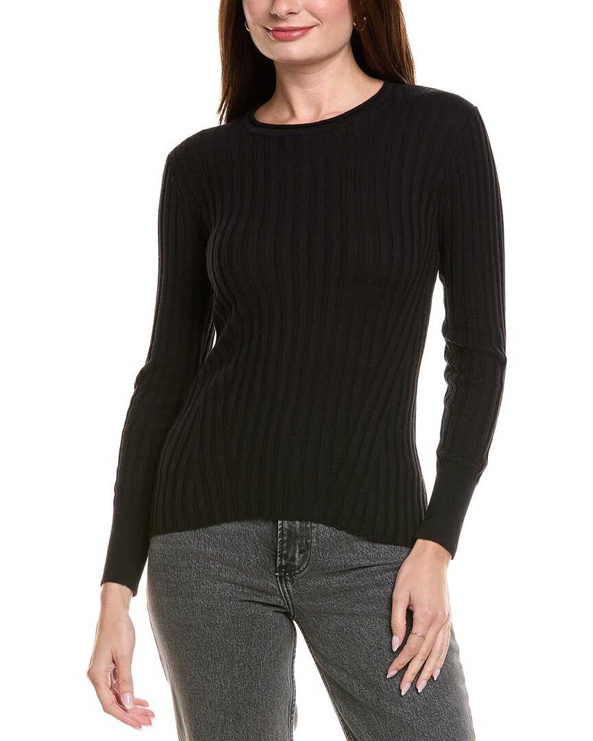 Hannah Rose Rib Crewneck Cashmere-blend Sweater In Black