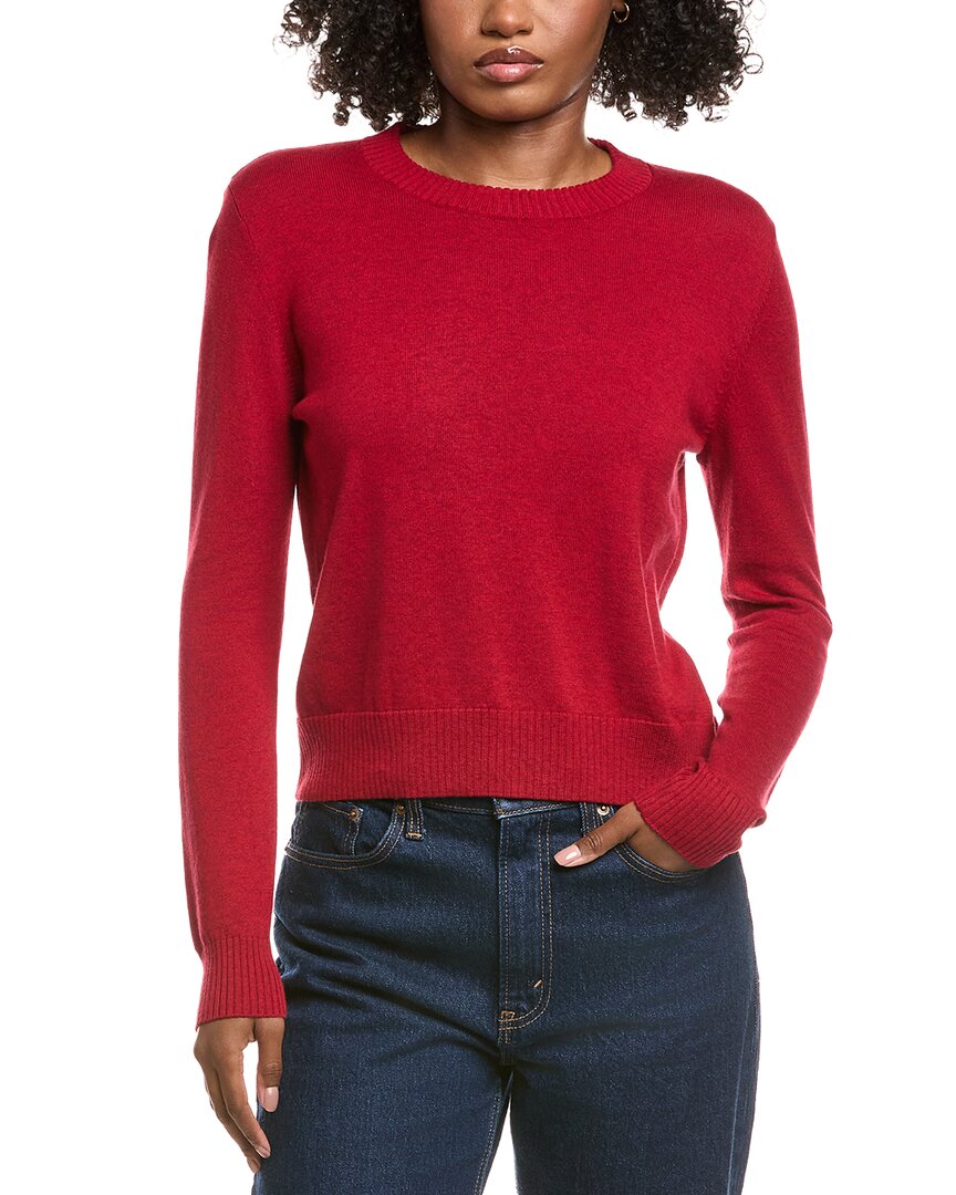 Hannah Rose Shrunken Crewneck Cashmere-blend Sweater In White