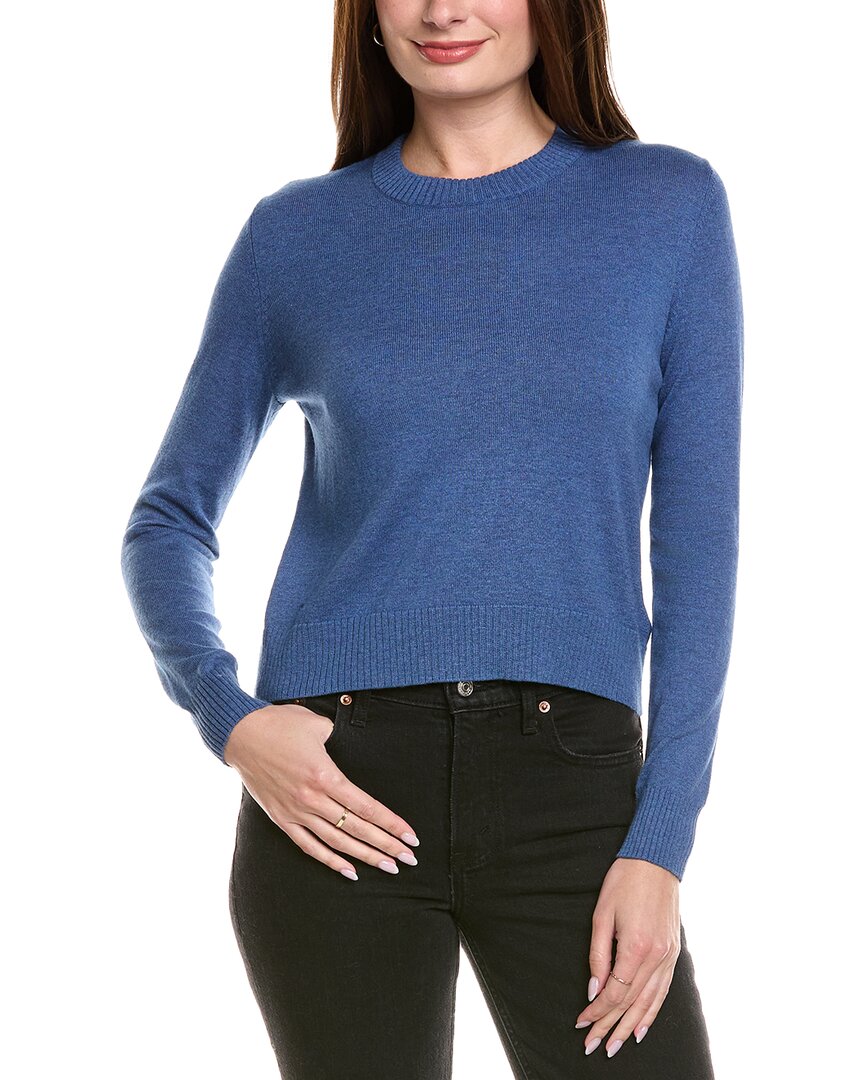 Hannah Rose Shrunken Crewneck Cashmere-blend Sweater In Blue