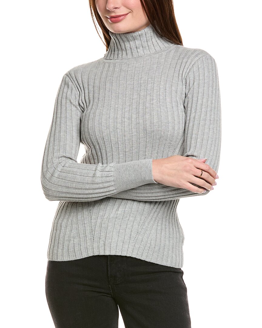 Hannah Rose Rib Turtleneck Cashmere-blend Sweater In Gray