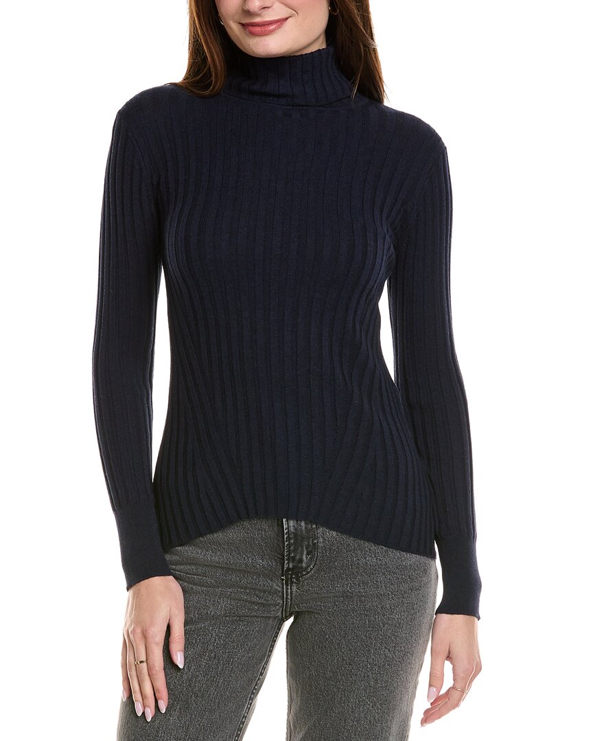 Hannah Rose Rib Turtleneck Cashmere-blend Sweater In Blue