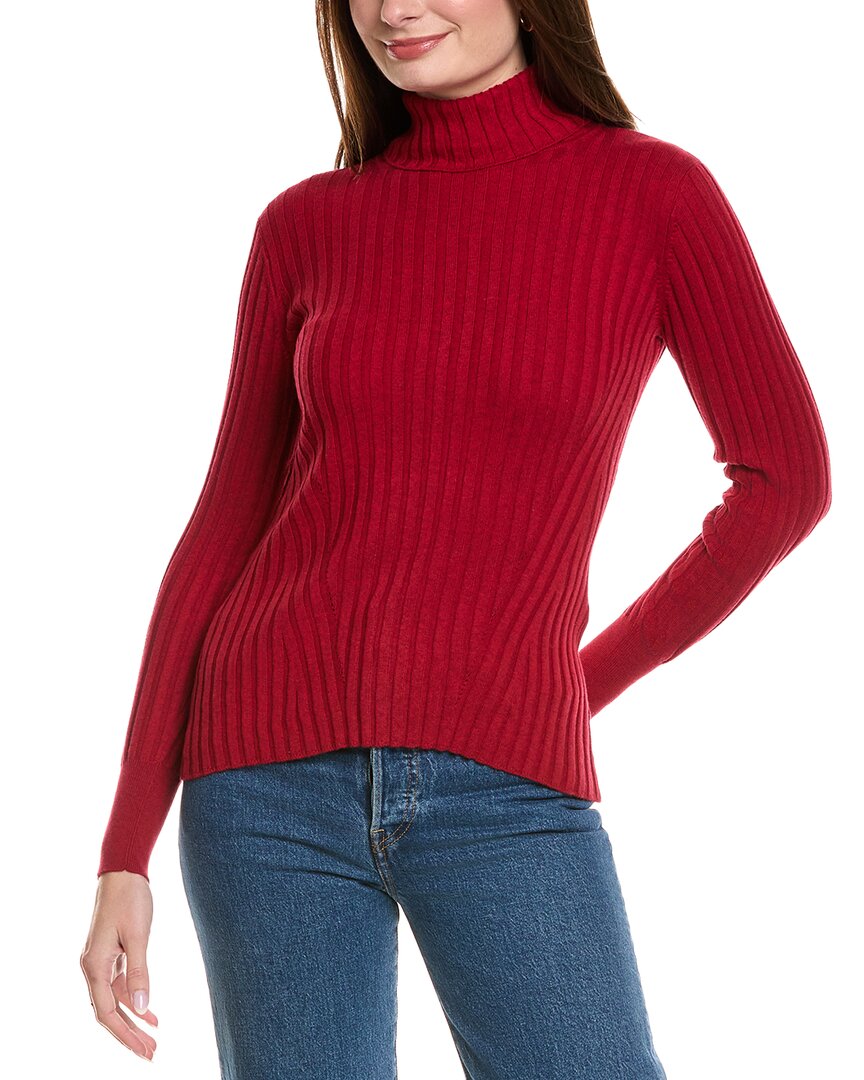 Hannah Rose Rib Turtleneck Cashmere-blend Sweater In Red