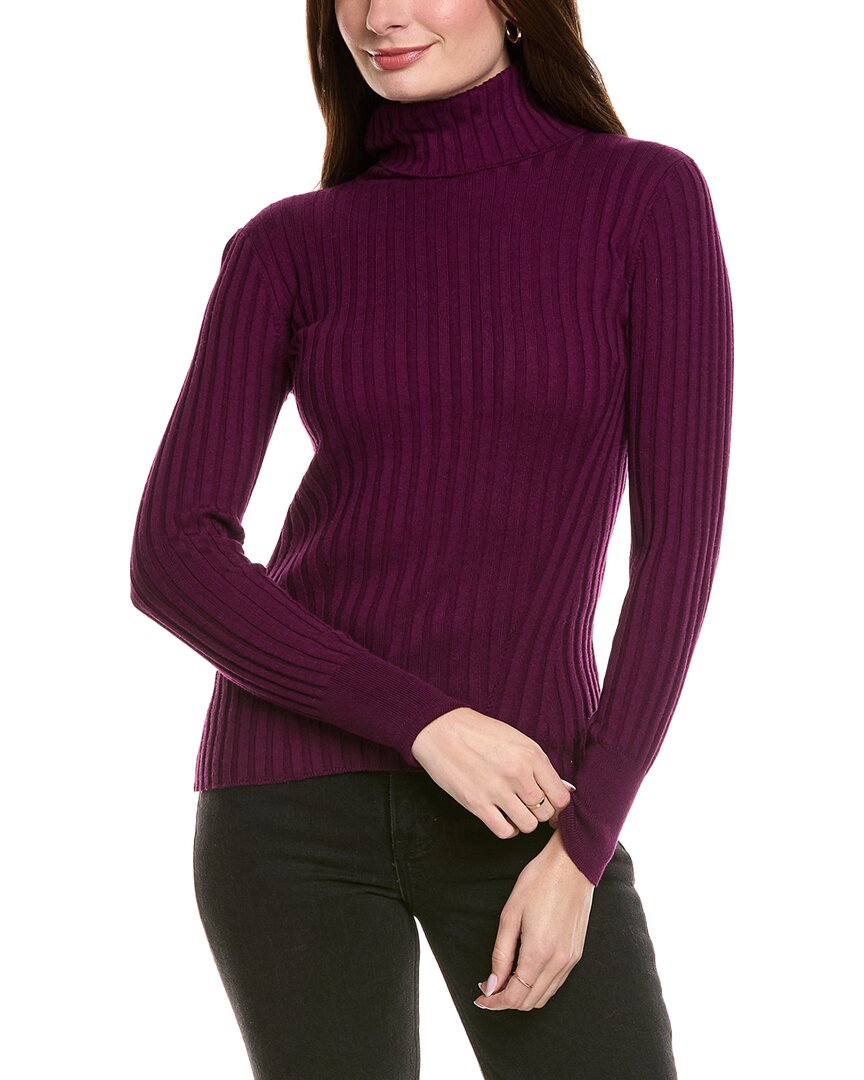 Hannah Rose Rib Turtleneck Cashmere-blend Sweater In Purple