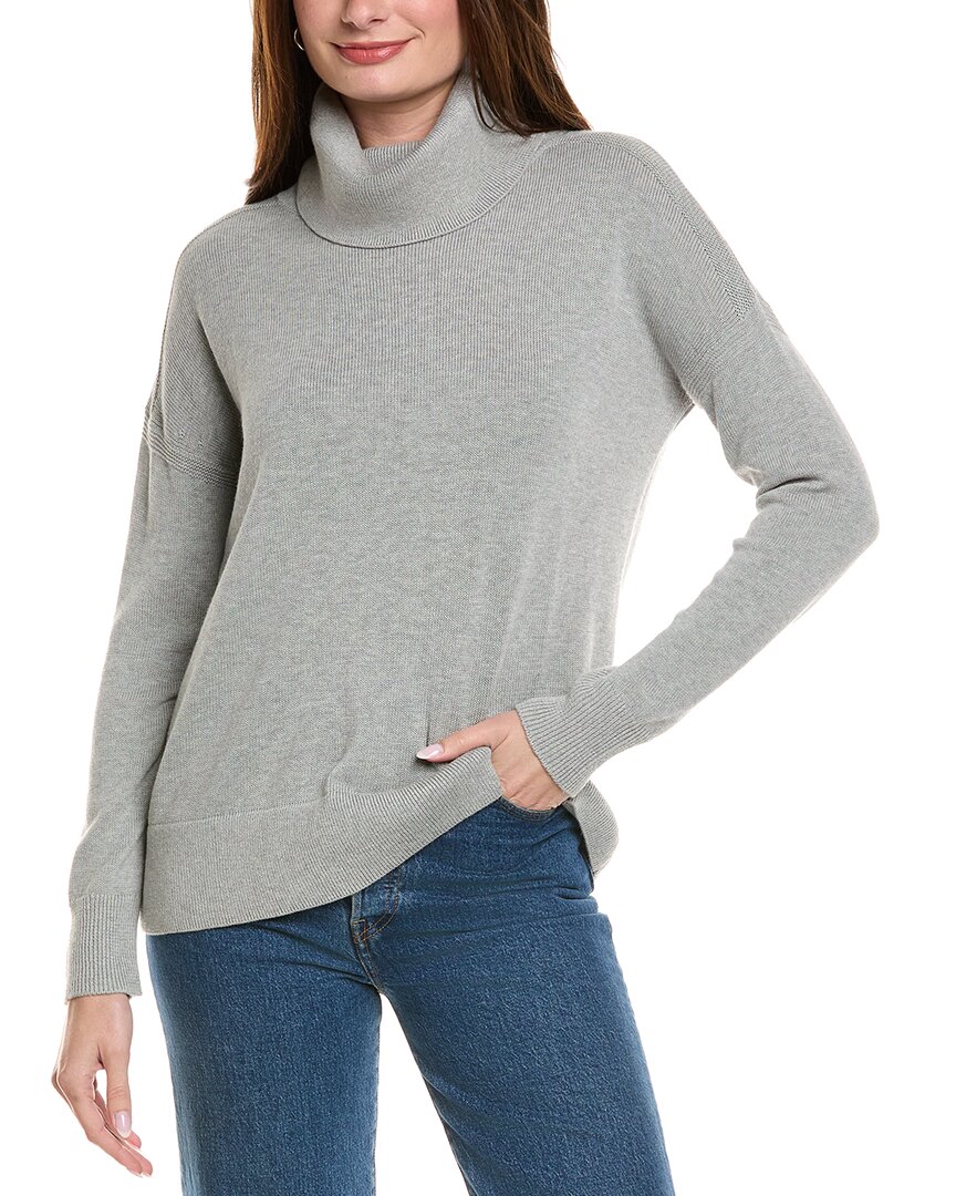 Hannah Rose Boxy Turtleneck Cashmere-blend Sweater In Gray