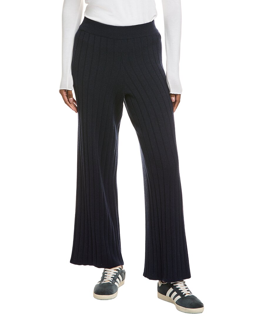 Hannah Rose Ribbed Wide Leg Cashmere-blend Pant In Black