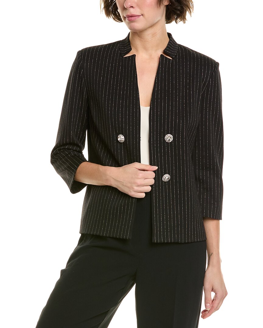 St John St. John Lurex Pinstripe Blazer In Black