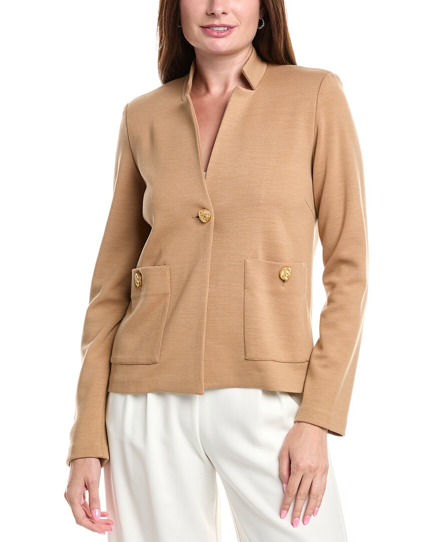 St John St. John New Milano Wool-blend Cardigan In Brown