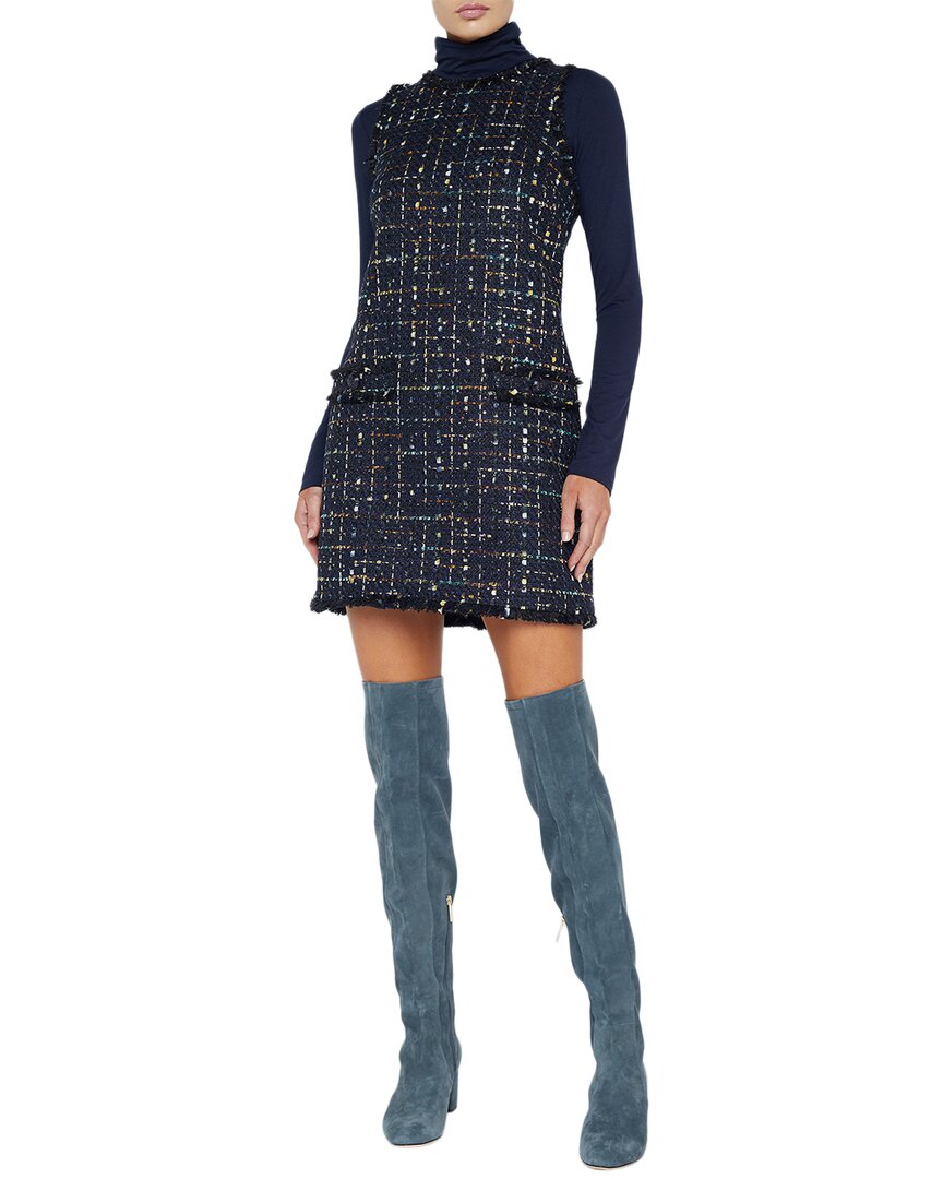 L'agence Florian Shift Dress In Midnight Plaid In Blue