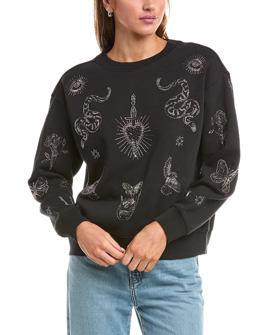 Allsaints Pippa Embellished Relaxed Fit Sweatshirt In Black