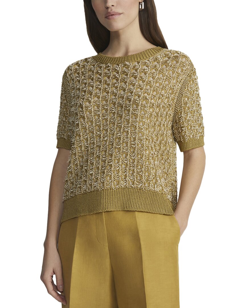 Lafayette 148 New York Textured Stitch Silk-blend Sweater In Green