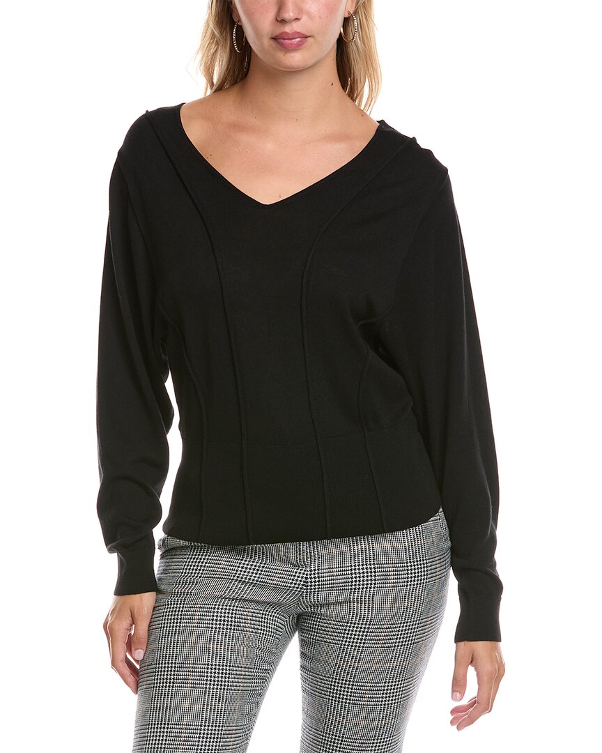 Lafayette 148 New York Convertible Bateau Neck Wool-blend Sweater In Black