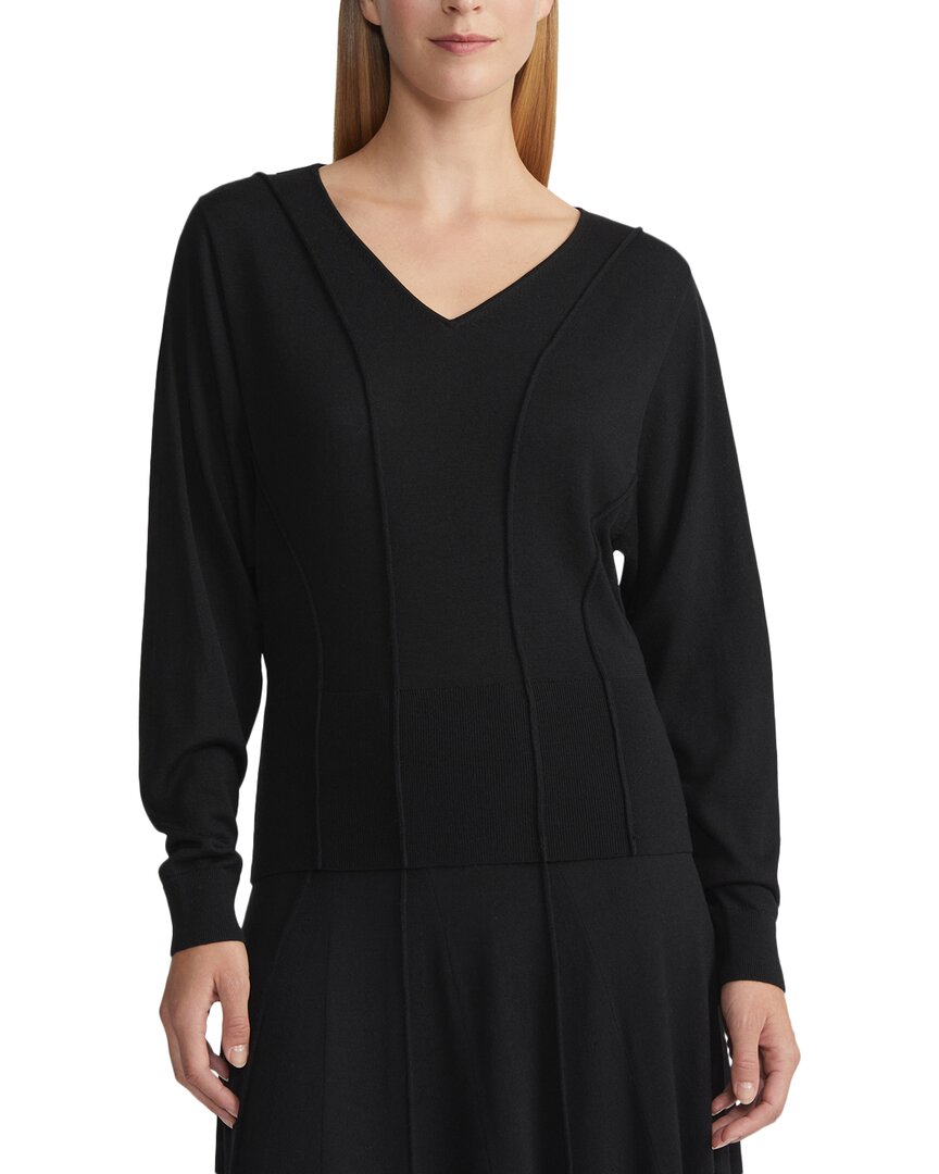 Lafayette 148 New York Plus Convertible Bateau Neck Wool-blend Sweater In Black