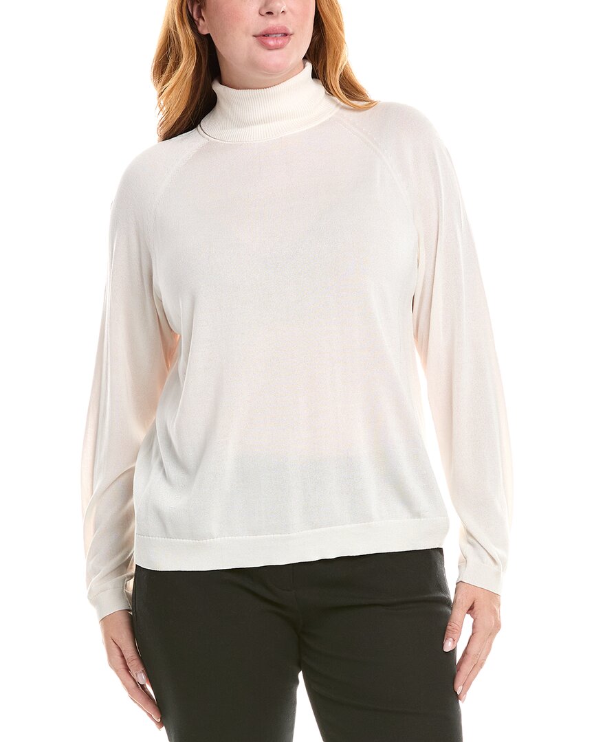 Lafayette 148 New York Plus Raglan Sleeve Turtleneck Silk-blend Sweater In Neutral