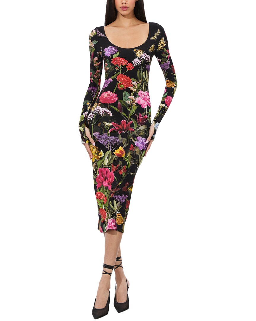 Alice And Olivia Alice + Olivia Delora Scoop Neck Midi Dress In Multi