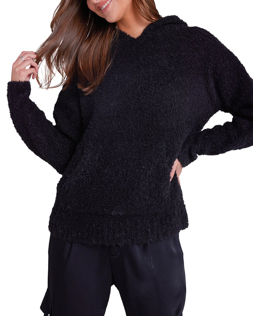 Bella Dahl Slouchy Wool-blend Hoodie Sweater In Black