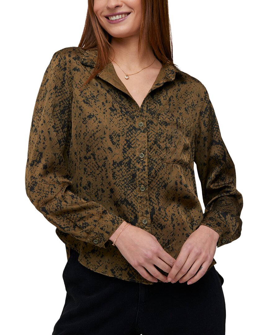 Bella Dahl Long Sleeve Rounded Hem Button Down In Blue