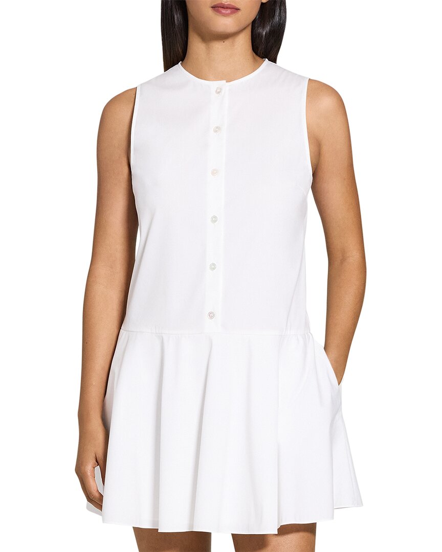 Theory Mini Dress With Crew Neck And Flared Skirt In White