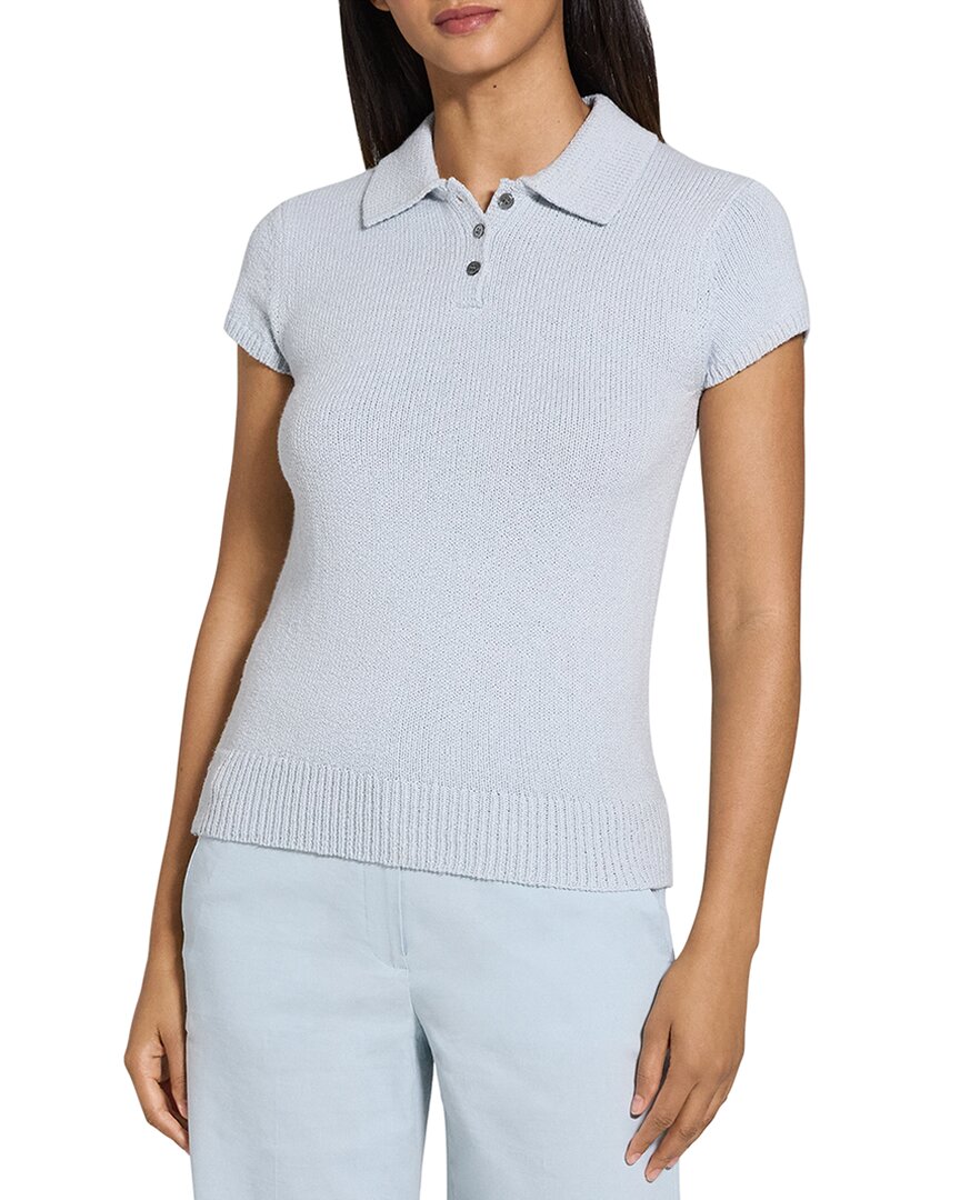 Theory Cap Sleeve Wool-blend Polo Top