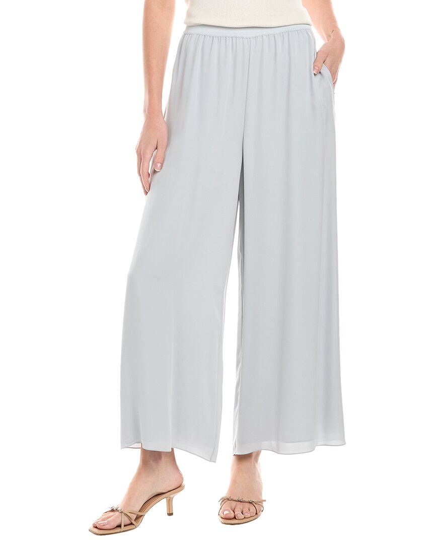 Theory Silk Wide Leg Pant In Gray