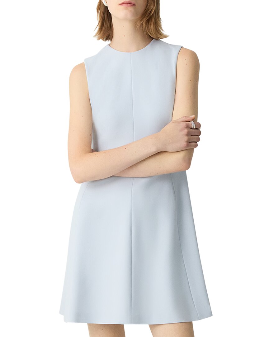 Theory Crepe Flared Mini Dress In Blue
