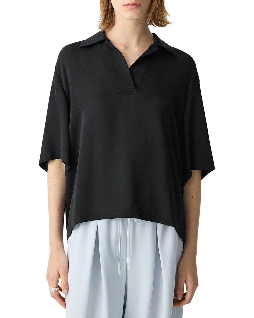 Theory Textured Popover Camp Shirt In Gold