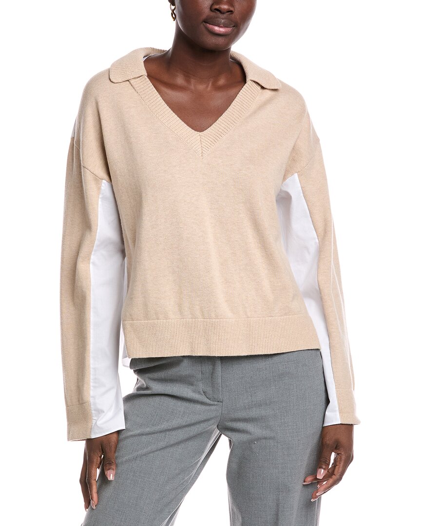 Naadam Cashmere Naadam Mixed Media Cashmere-blend Sweater In Neutral